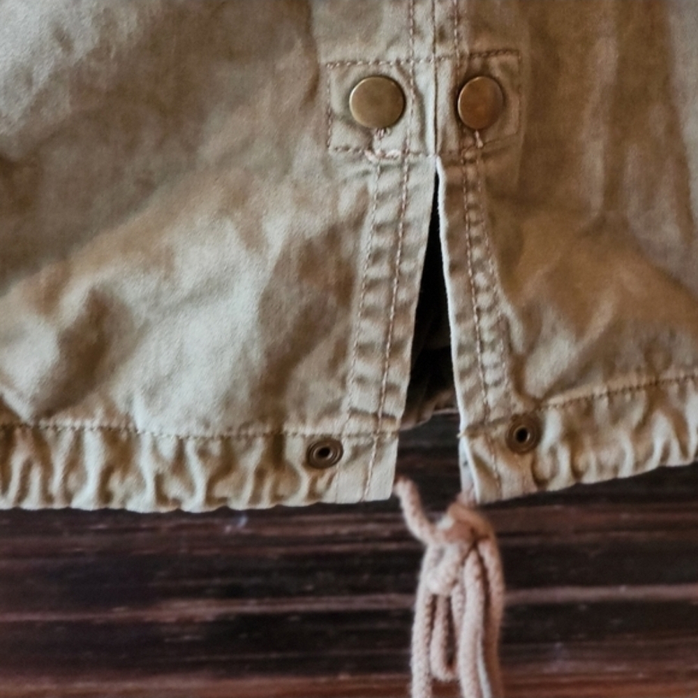 Per Se Canvas Olive Green Utility Jacket Rugged Size Large POCKETS Drawstring - Picture 14 of 16